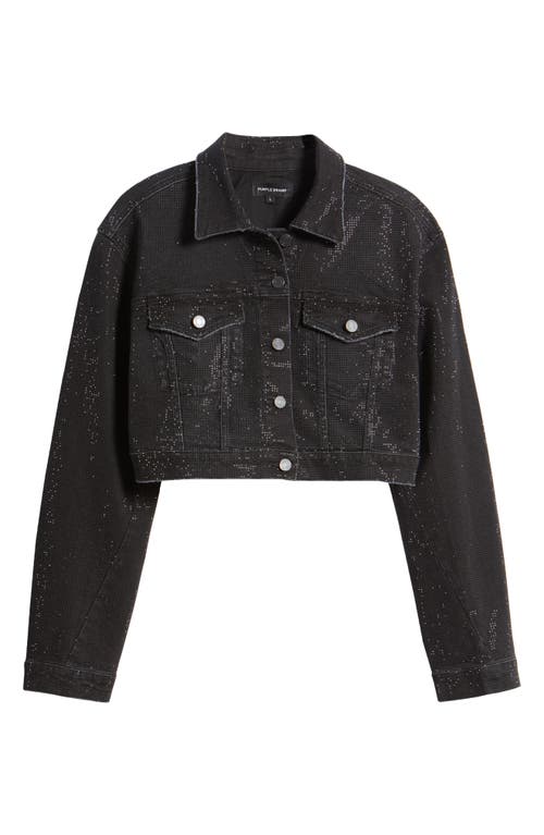 PURPLE BRAND Twisted Crop Denim Jacket in Black 