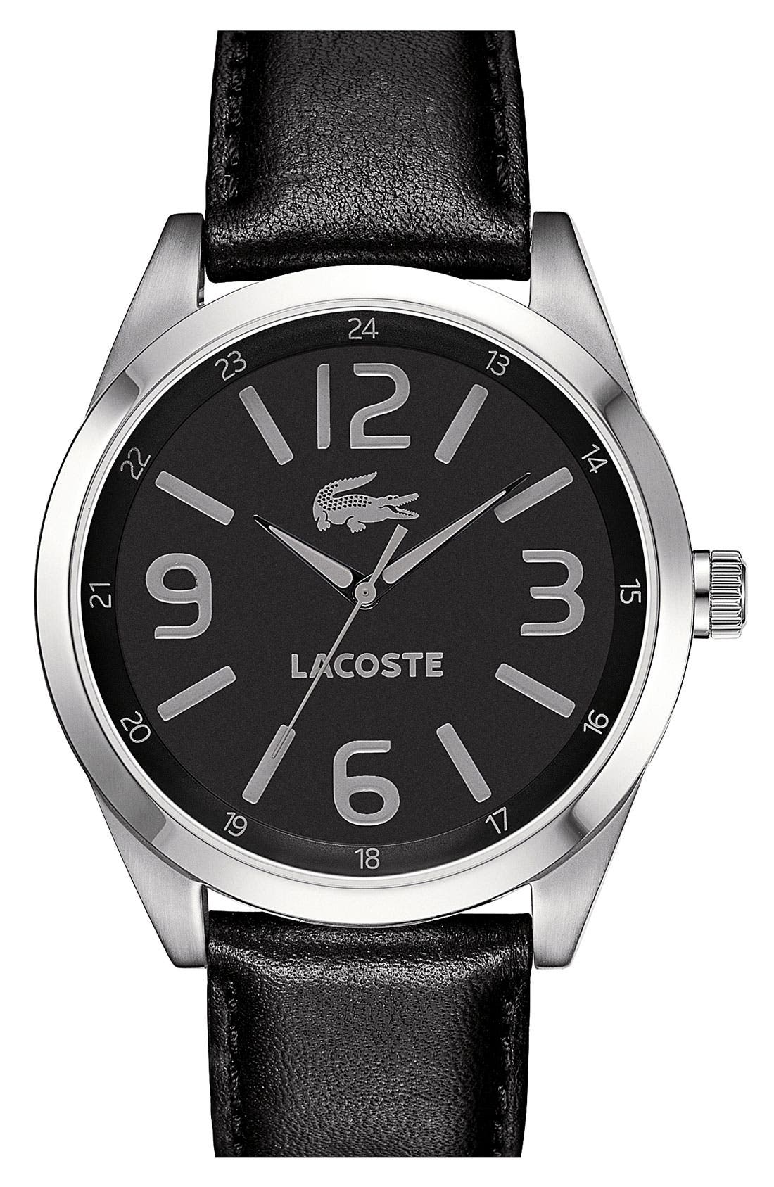 Lacoste 'Montreal' Leather Strap Watch Nordstrom