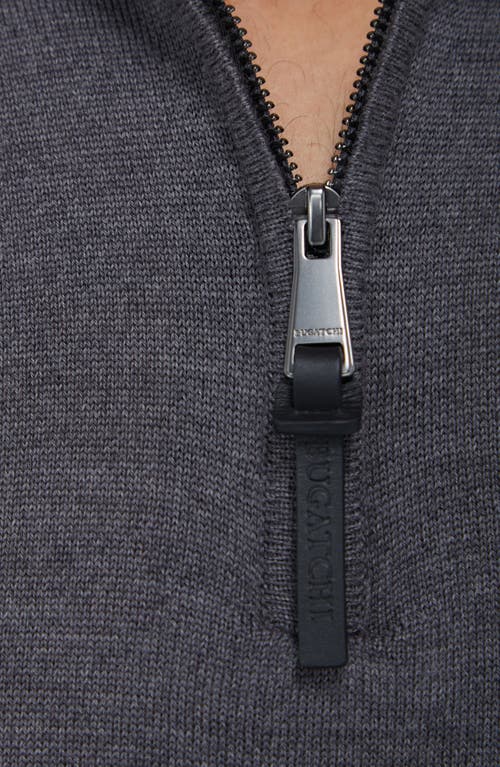 Shop Bugatchi Merino Wool Quarter Zip Pullover In Anthracite