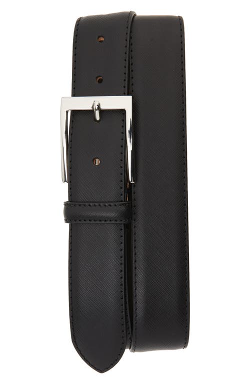 Saffiano Leather Belt in Saffiano Black