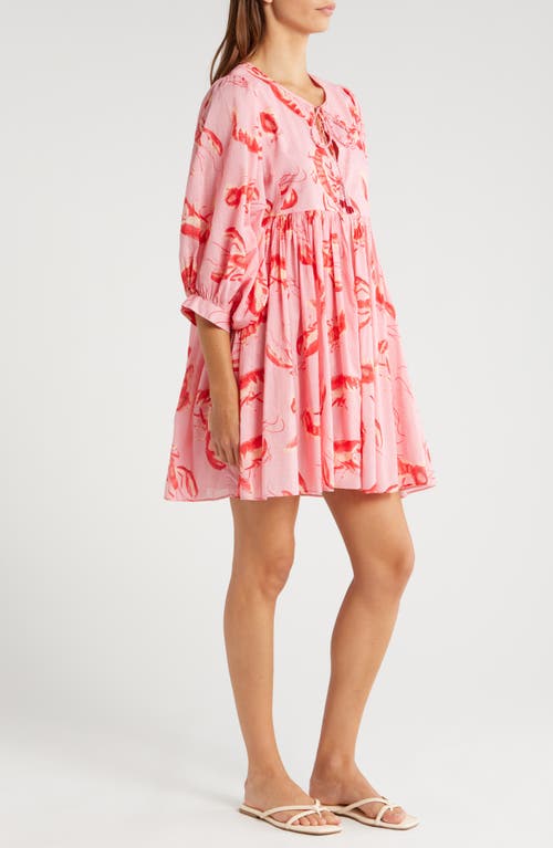 Shop Farm Rio Lobster Print Cover-up Dress In Lobsters Pink