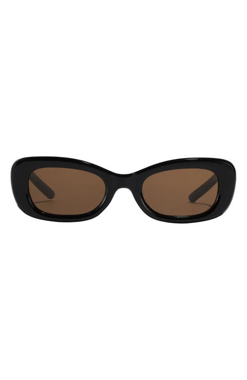 Anya 51mm Rectangle Polarized Sunglasses in Black/Brown