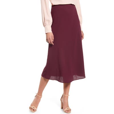 Halogen Bias Cut A-Line Midi Skirt, Burgundy