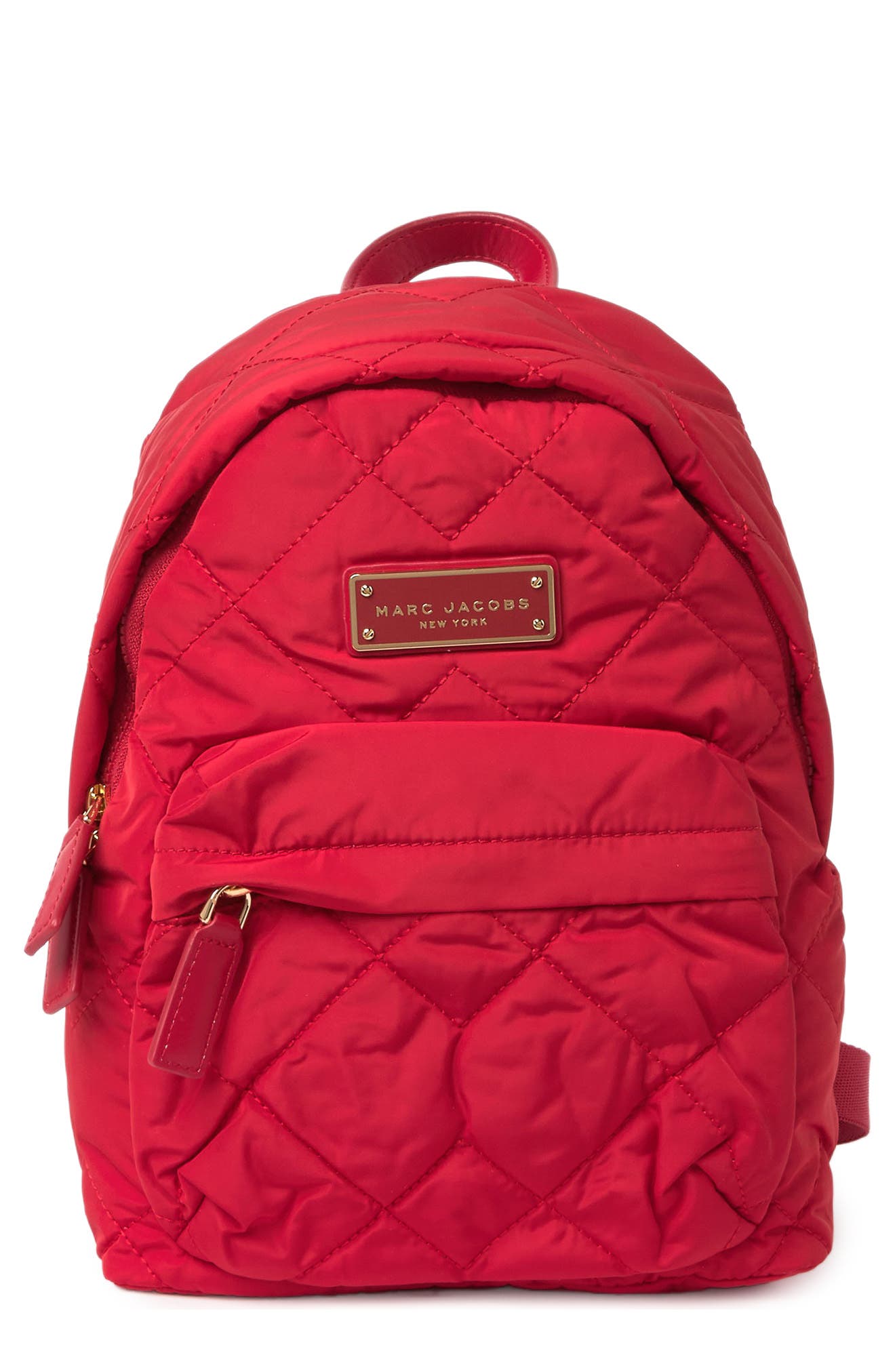 Marc Jacobs Quilted Nylon Mini Backpack In Cherry Red