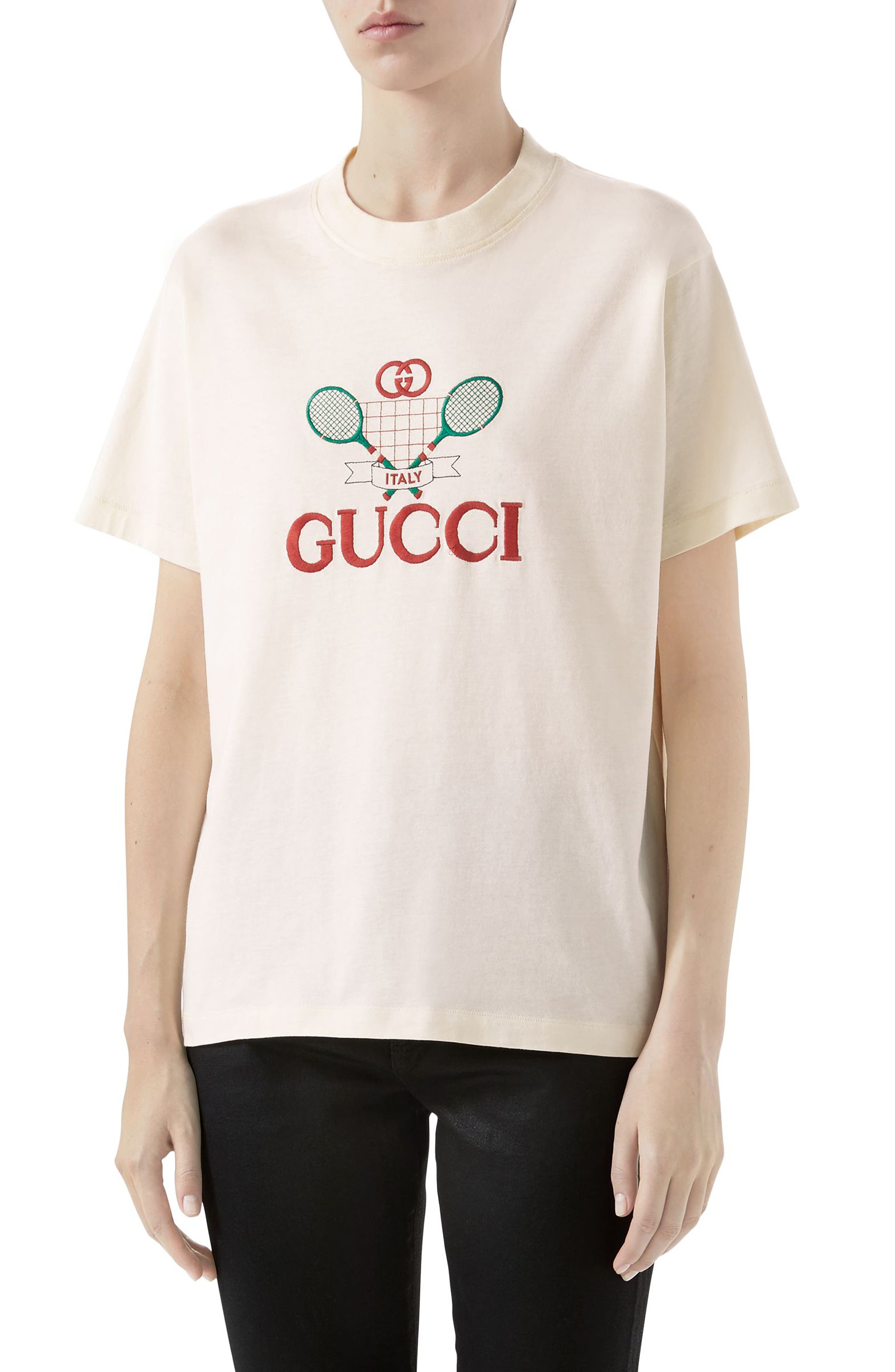 Gucci Tennis Embroidered Cotton Tee 