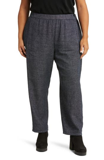 Shop Eileen Fisher Lantern Hemp & Organic Cotton Ankle Pants In Denim