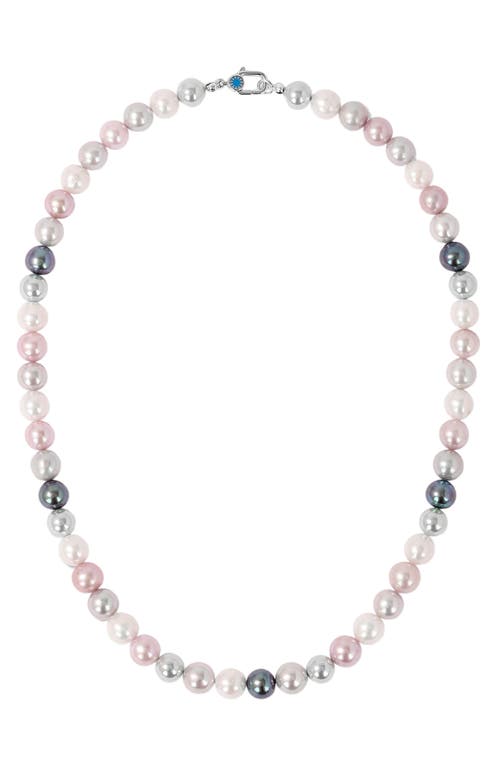 Multicolor Freshwater Pearl Necklace in Sterling Silver Rhodium