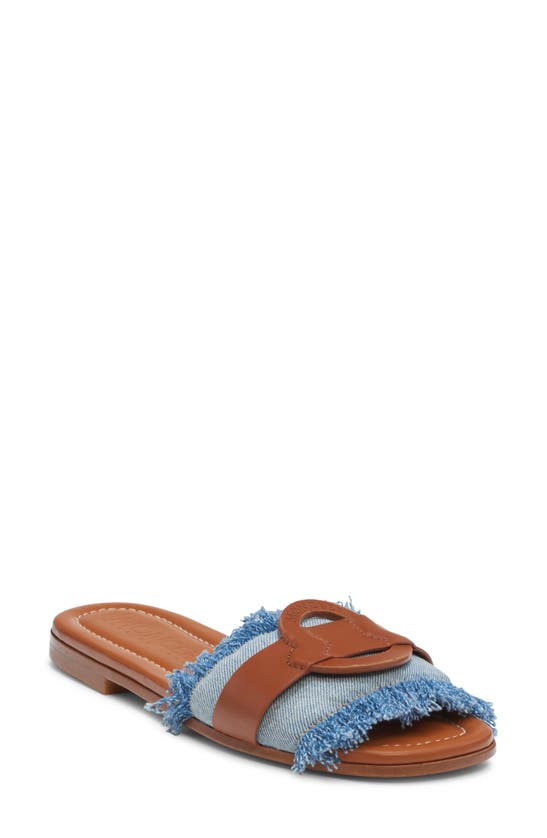 Shop Moncler Bell Slide Sandal In Washed Denim