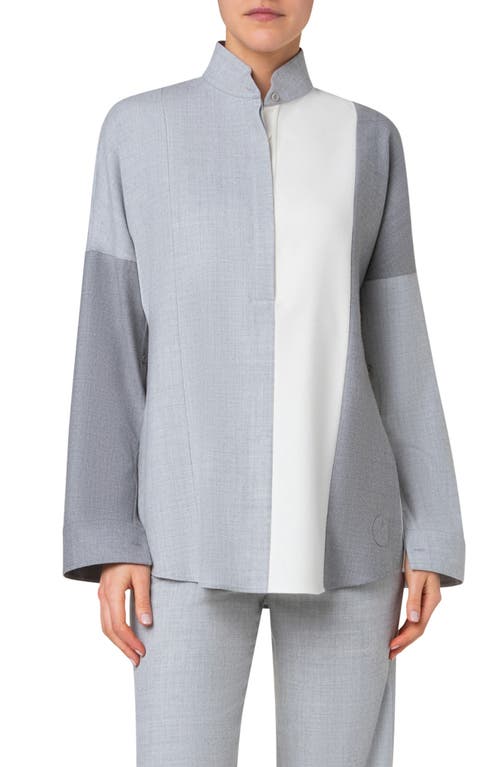 Akris Punto Kimono Style Colorblock Blouse In Titan-silver