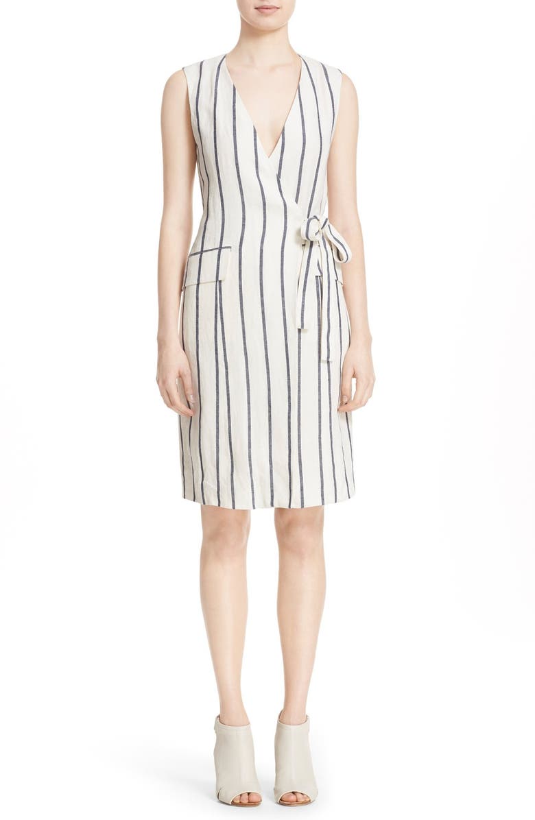Theory 'Livwilth' Stripe Linen Wrap Dress | Nordstrom