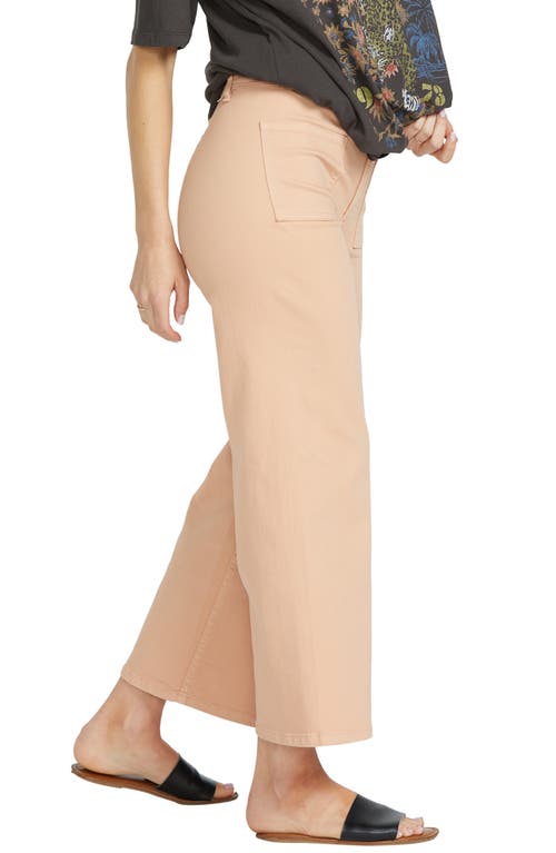 Shop Billabong Free Spirit Stretch Cotton Crop Wide Leg Pants In Clay