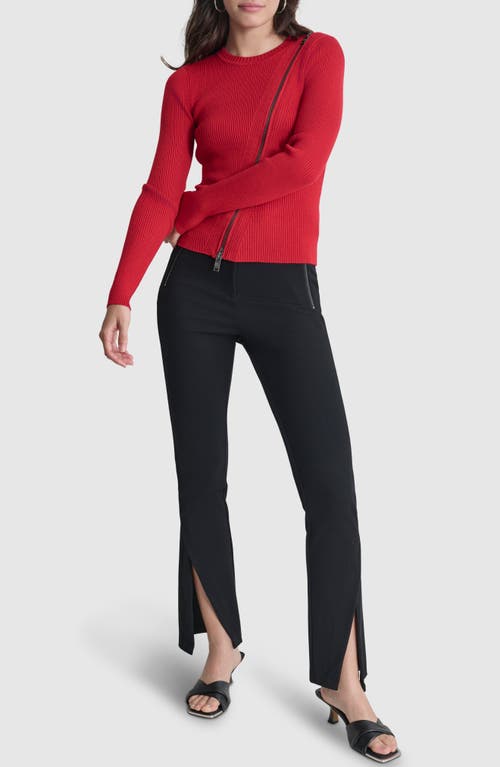 Shop Dkny Asymmetric Zip Detail Sweater In Red Light