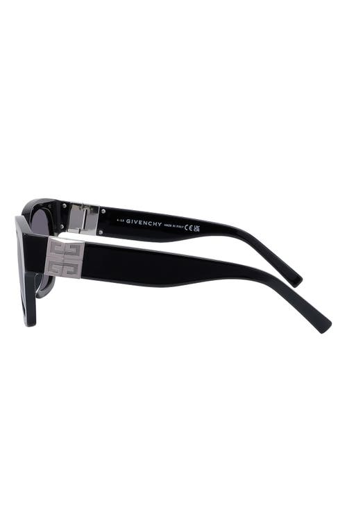 Shop Givenchy 4g 53mm Square Sunglasses In Shiny Black/smoke