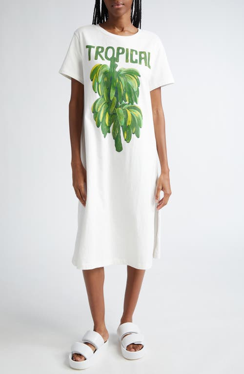 Shop Farm Rio Tropical Cotton Graphic Print T-shirt Dress In Off-white