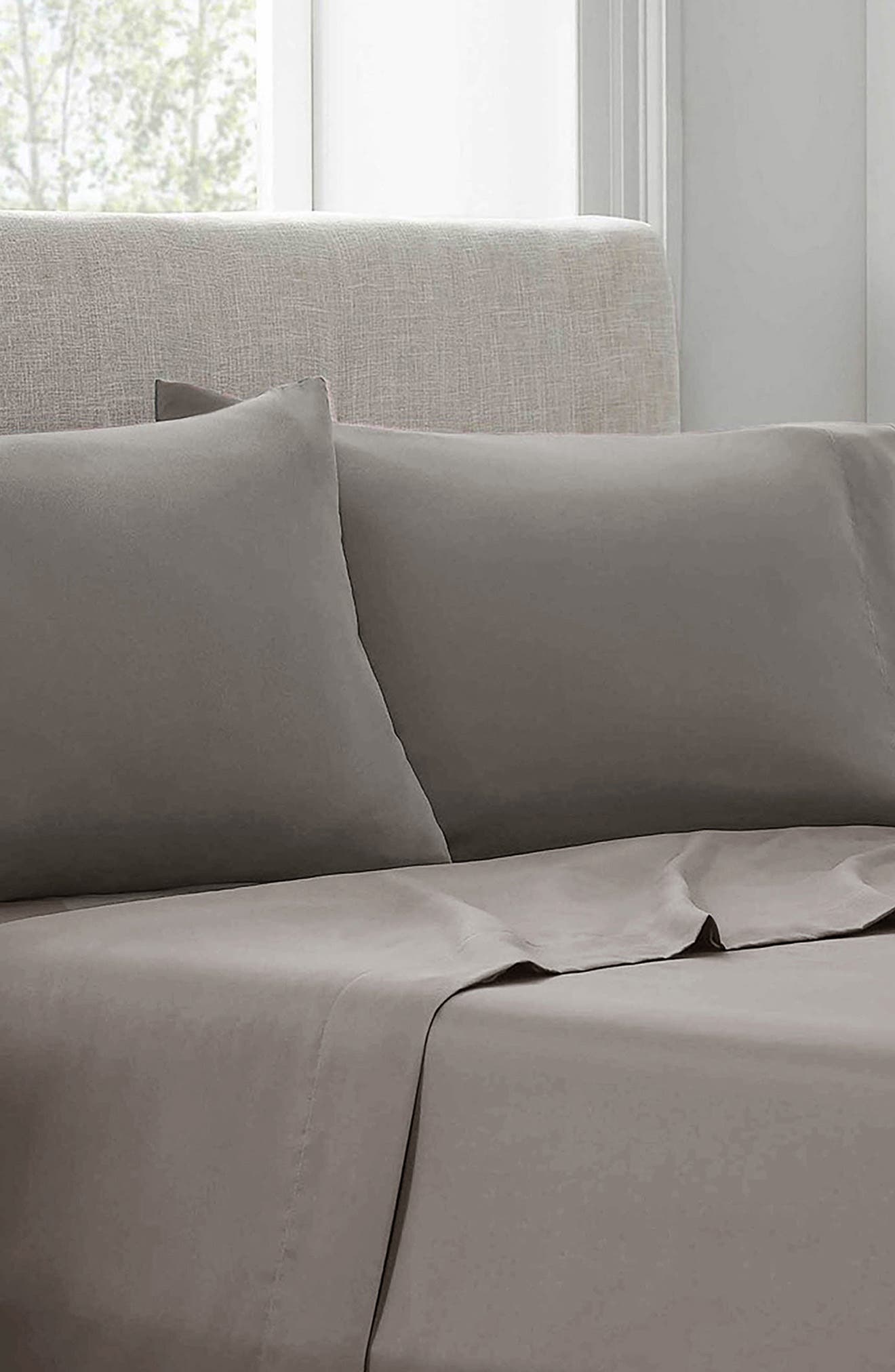Linum Home Textiles 400 Thread Count Solid Sateen Sheet Set, Platinum, Queen, Cotton