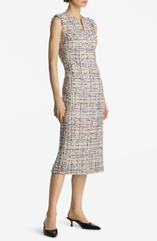 Shop St John St. John Collection Multicolor Eyelash Tweed Midi Dress In Ecru Multi