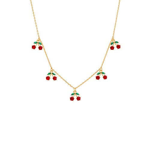 Shop Adina Eden By  Colored Multi Cherry Dangling Necklace In Gold