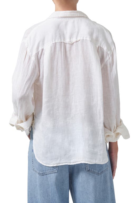 Shop Citizens Of Humanity Kayla Button-up Linen Shirt In Vanilla