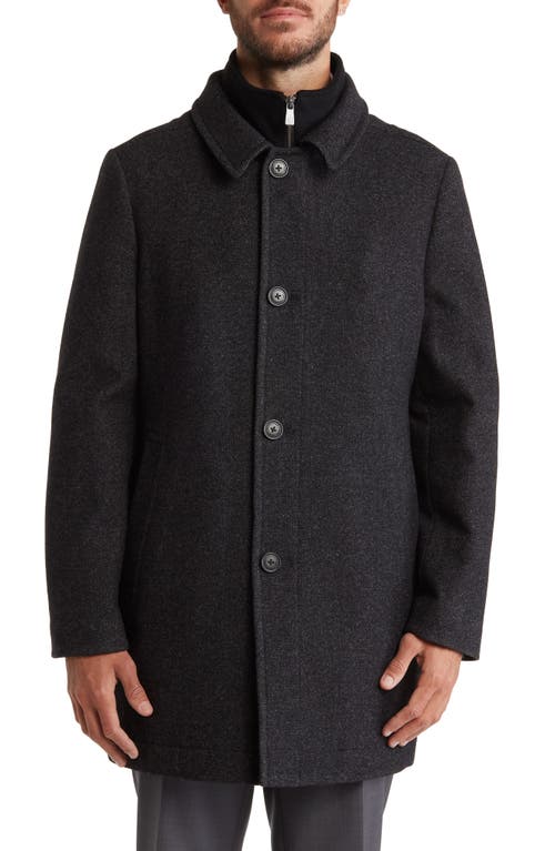 Hart Schaffner Marx Macbeth Wool Blend Single Breasted Coat In Charcoal Pindot