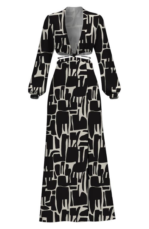 DIARRABLU Amal Cutout Long Sleeve Two-Piece Dress in Black