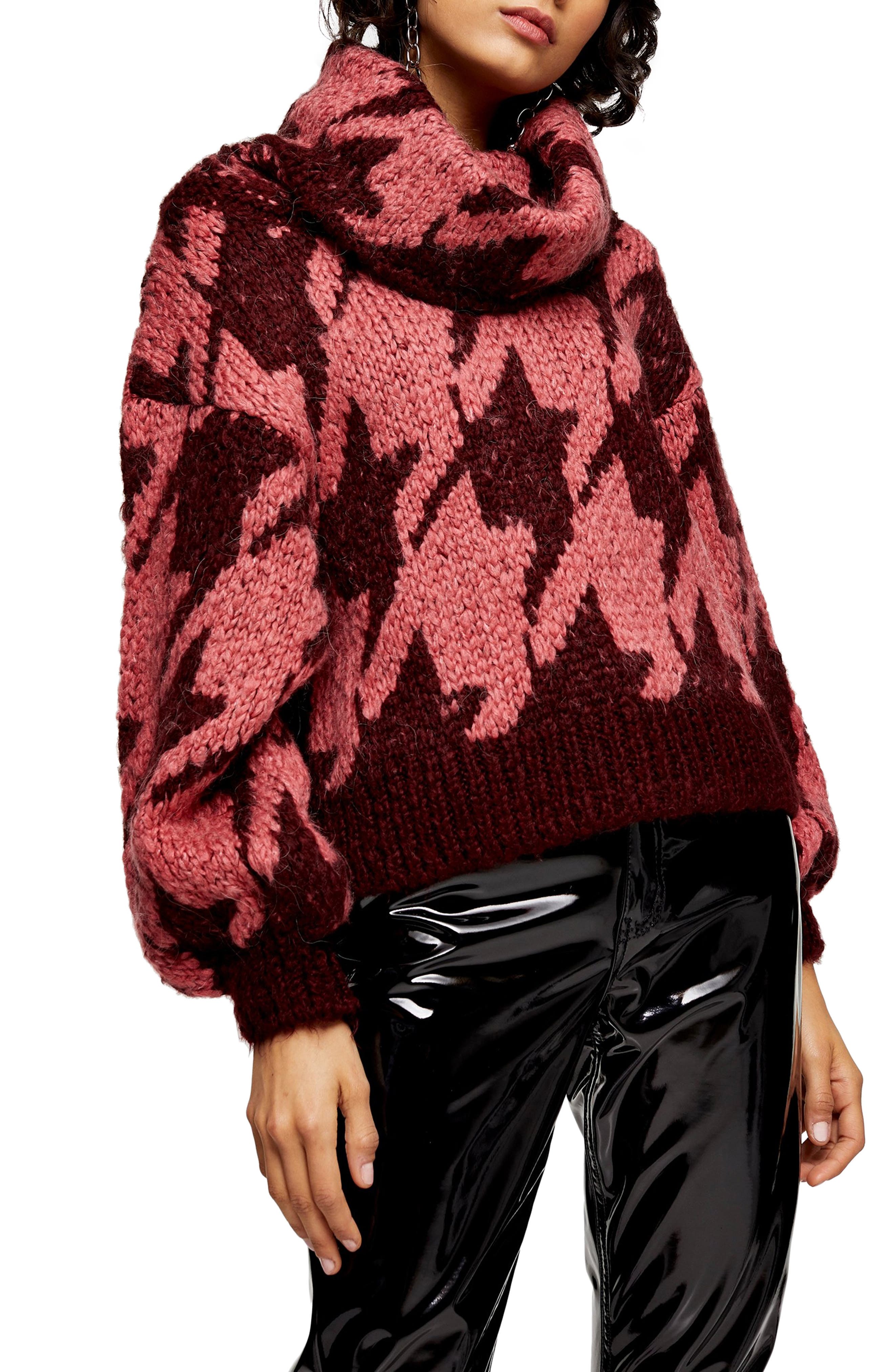 red houndstooth sweater