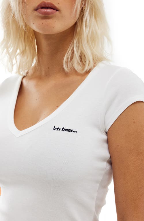 Shop Iets Frans V-neck Crop T-shirt In White