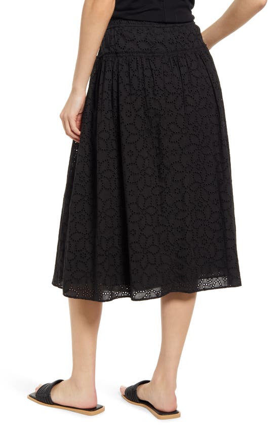 Madewell Eyelet Pull-on Midi Skirt In True Black