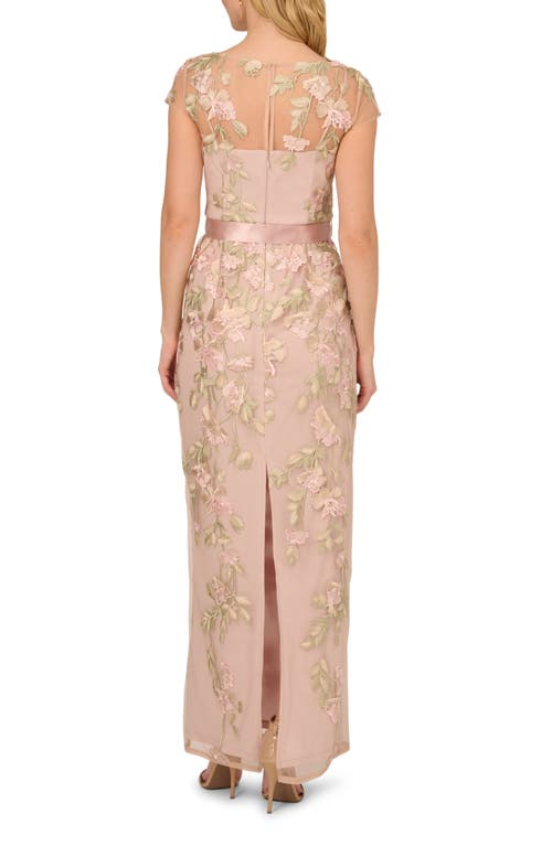 Shop Adrianna Papell Floral Cascading Column Gown In Blush/nude Multi