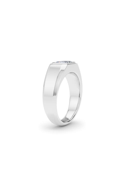 Shop Hautecarat Emerald Cut Lab Created Diamond Signet Ring In 2.50 Ctw 18k White Gold