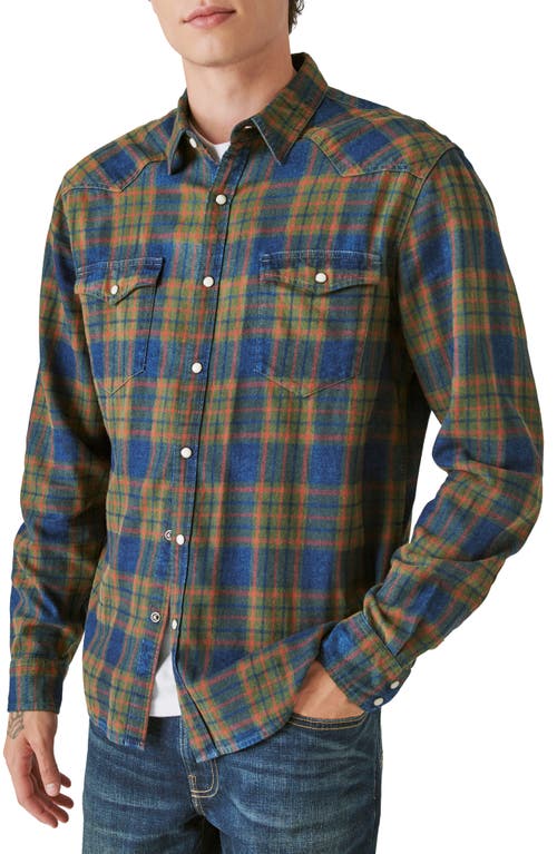 Lucky Brand Plaid Western Cotton Twill Snap-Up Shirt at Nordstrom,