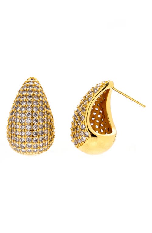 The Gia Pavé Cubic Zirconia Drop Earrings in Gold