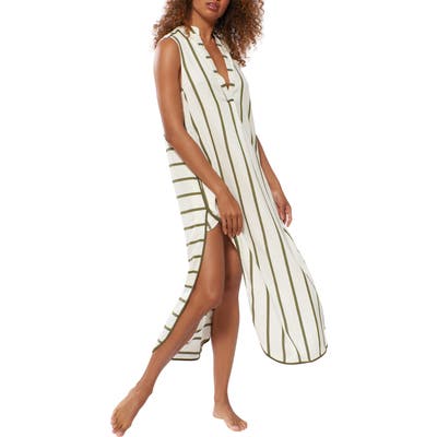 Red Carter Avi Stripe Sleeveless Cover-Up Tunic Dress, Green
