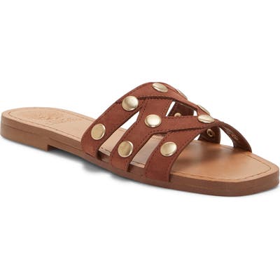 Vince Camuto Vazista Studded Slide Sandal- Brown