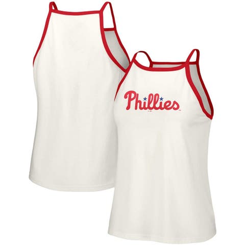 Women's New Era White/Red Philadelphia Phillies Team Pinstripe Jersey Tank  Top