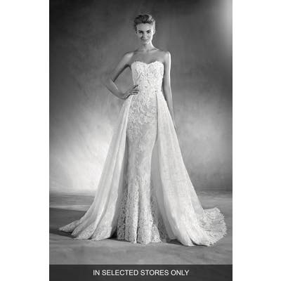 Atelier Pronovias Edith Strapless Lace Gown, Size IN STORE ONLY - Ivory