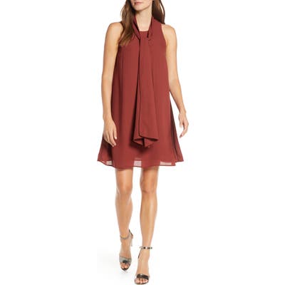 Forest Lily Chiffon Trapeze Dress, Brown
