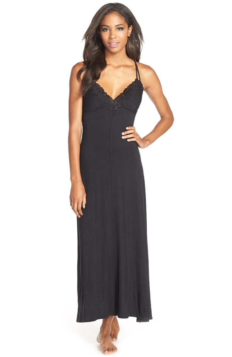 Jonquil 'Nadia' Lace Racerback Knit Nightgown | Nordstrom