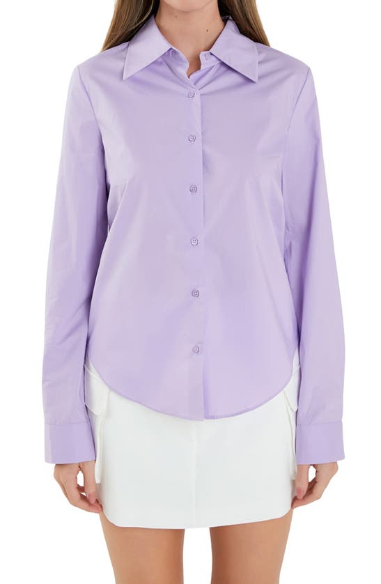 Shop English Factory Accent Collar Poplin Shirt In Lavender