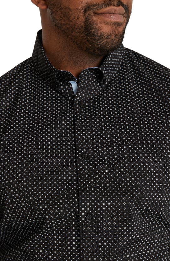 Shop Johnny Bigg Henry Print Stretch Cotton Button-down Shirt In Black