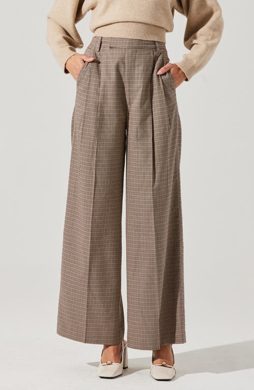 Astr The Label Houndstooth Check Wide Leg Pants In Black Brown Multi