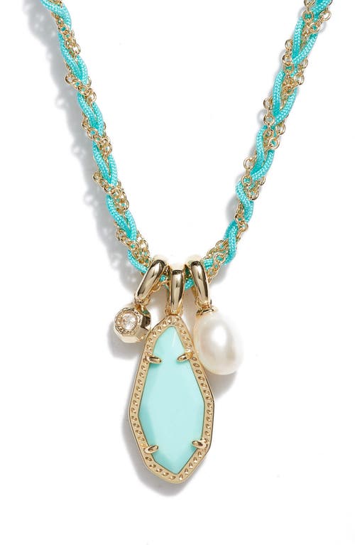 Kendra Scott Muriel Charm Necklace in Gold Light Blue Magnesite at Nordstrom