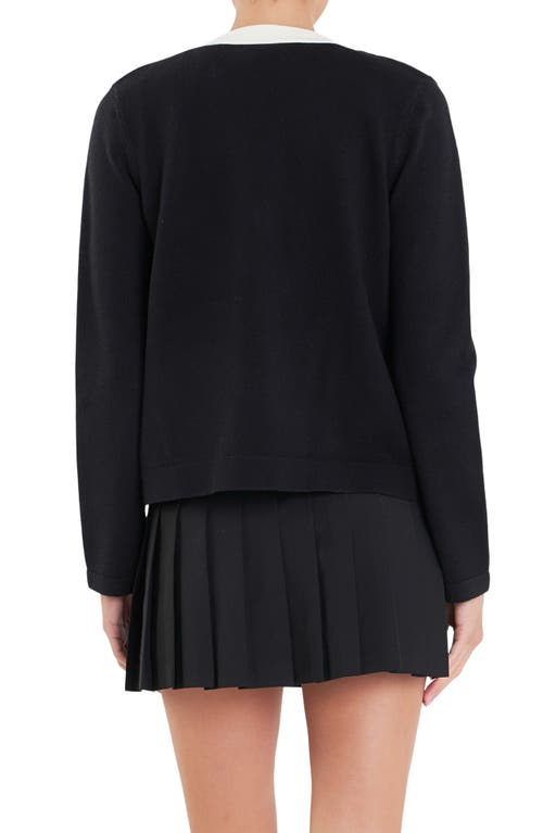 English Factory Contrast Edge Cardigan In Black