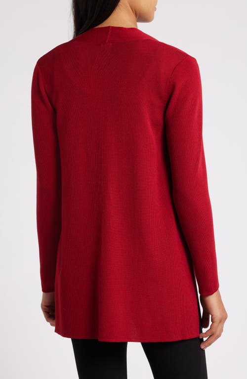 Shop Anne Klein Open Front Rib Cardigan In Titian Red