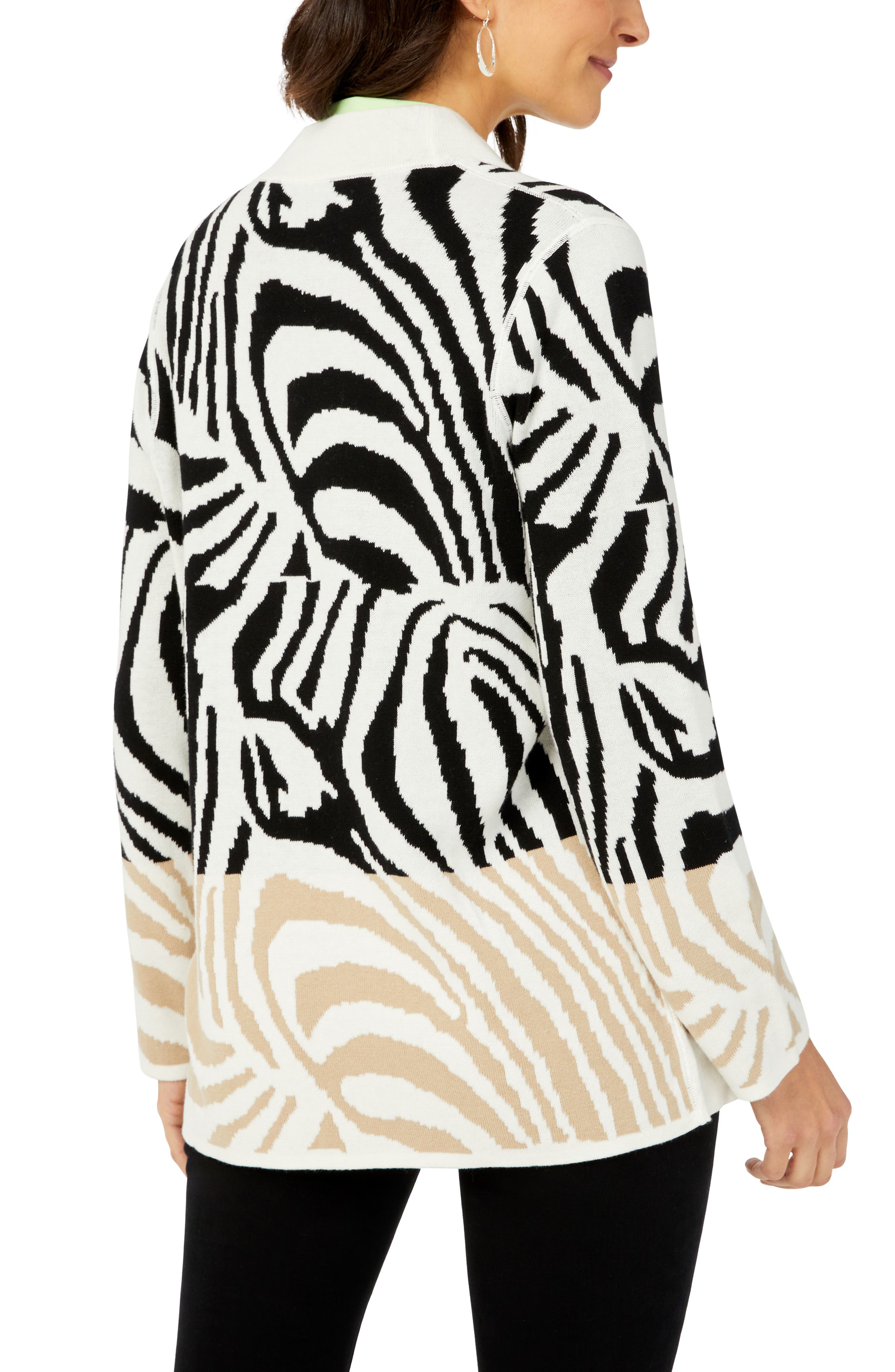 Foxcroft Joell Reversible Animal Print Open Front Cotton Cardigan in Multi at Nordstrom, Size X-Small