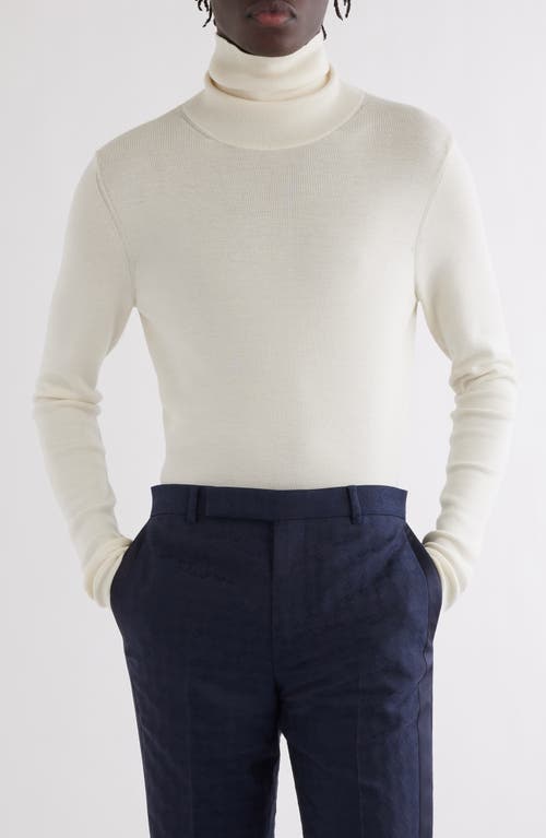 Givenchy Button Back Wool & Silk Turtleneck Sweater In Natural