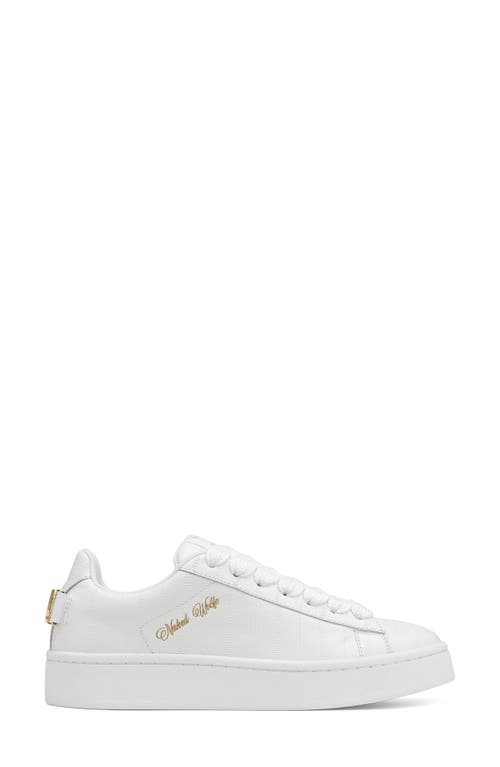 Suri Eelskin Embossed Sneaker in White-Eel Print Leather