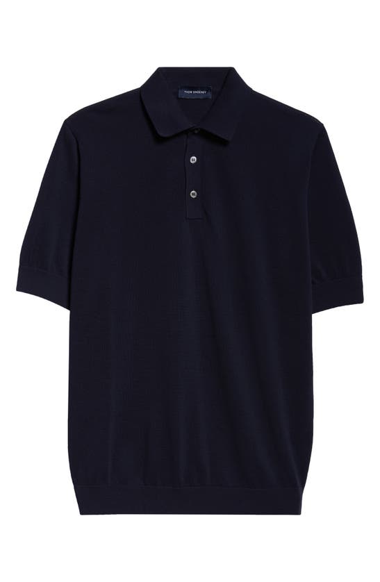 Shop Thom Sweeney Cotton Air Crepe Polo In Navy