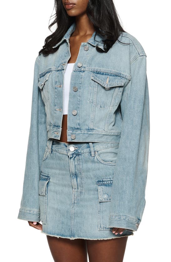 Shop Purple Brand Crop Denim Jacket In Light Indigo