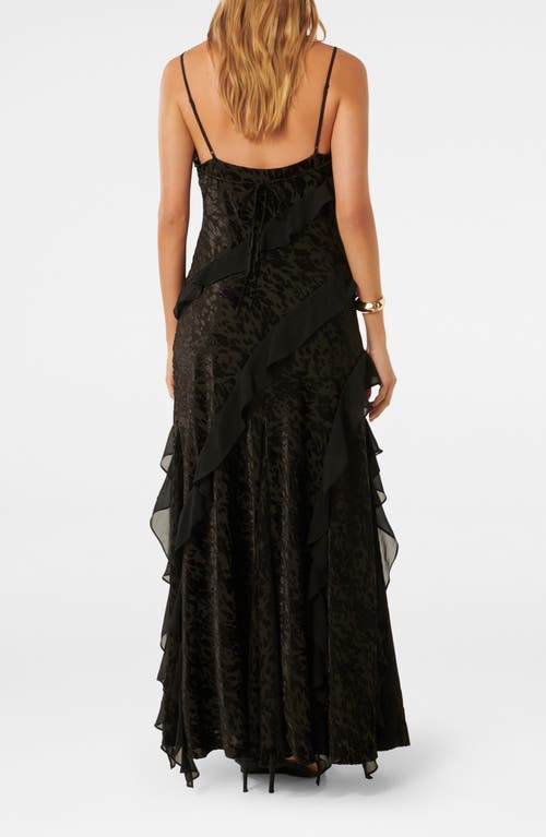 Shop Ever New Piper Ruffle Velvet Sleeveless Maxi Dress In Black