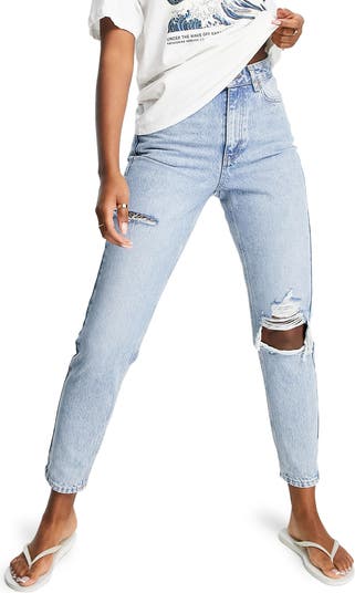 Ripped High Waist Mom Jeans